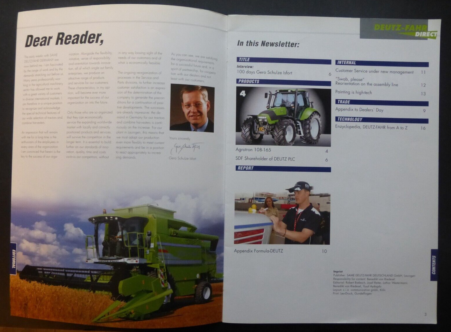 VTG Ad Sales Brochure Catalog Deutz-Fahr Direct 01/2004