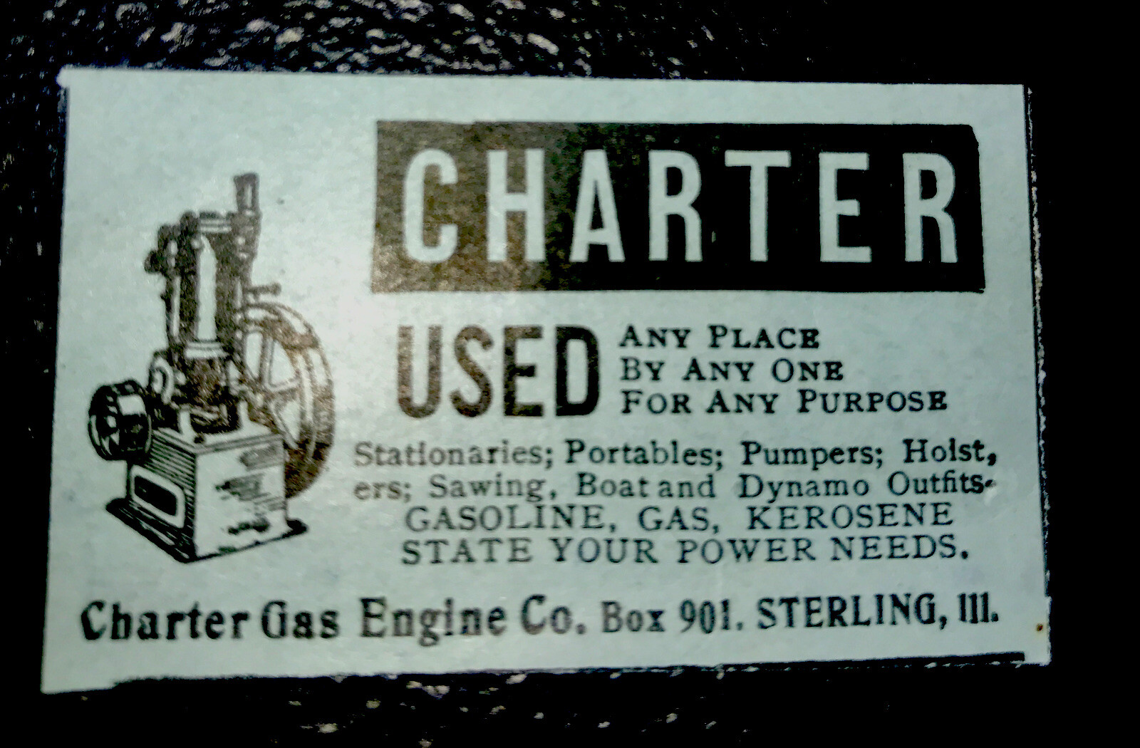 1907 Charter Gas Engine Co. Farm Advertising – Sterling – Illinois