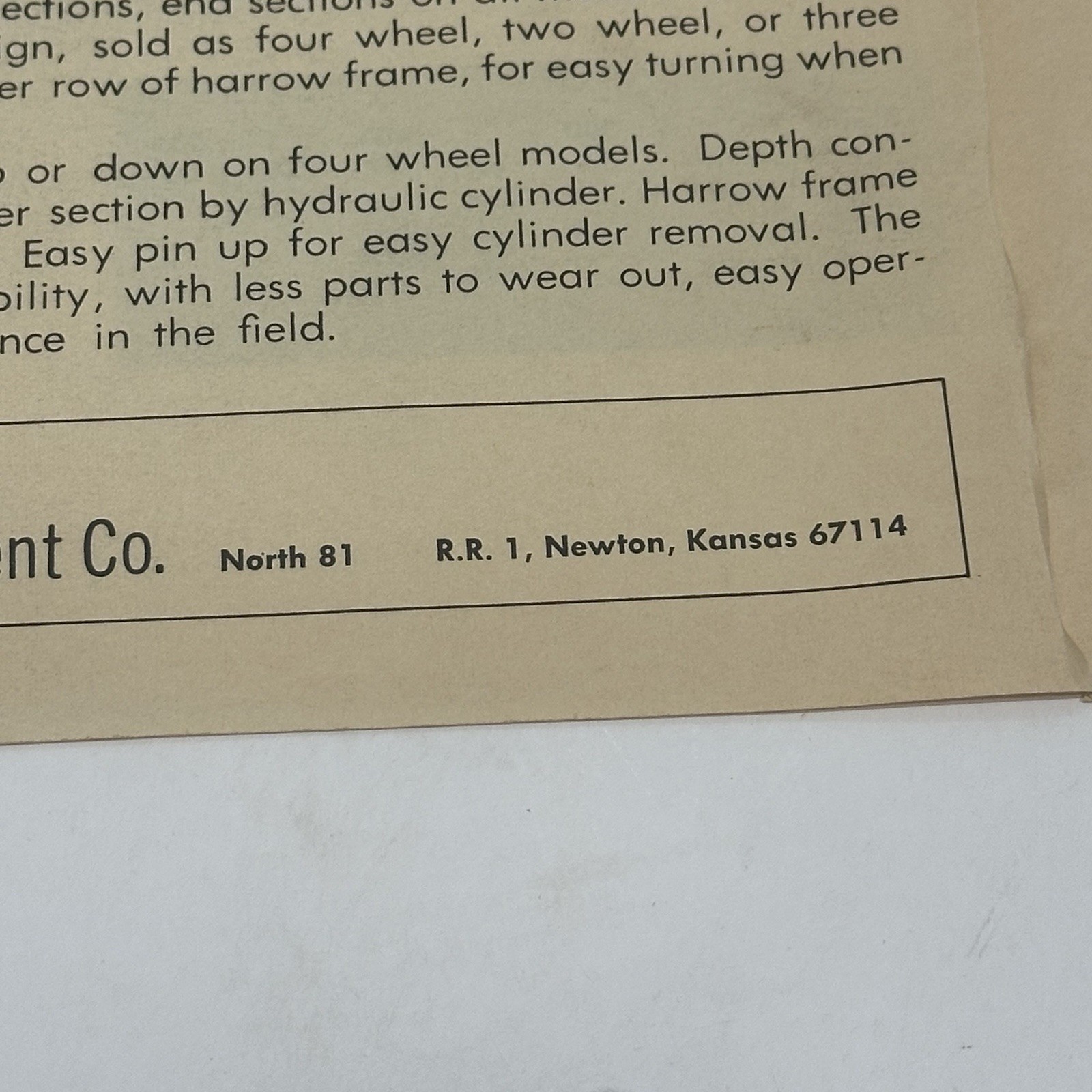 Vintage Kaufman Motor & Equip. Flyer Brochure Spring Tooth Harrow Newton KANSAS
