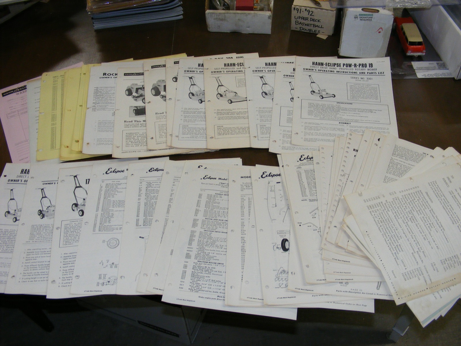 1960s Hahn Eclipse Mower Master Parts Catalog Maintenance Manual