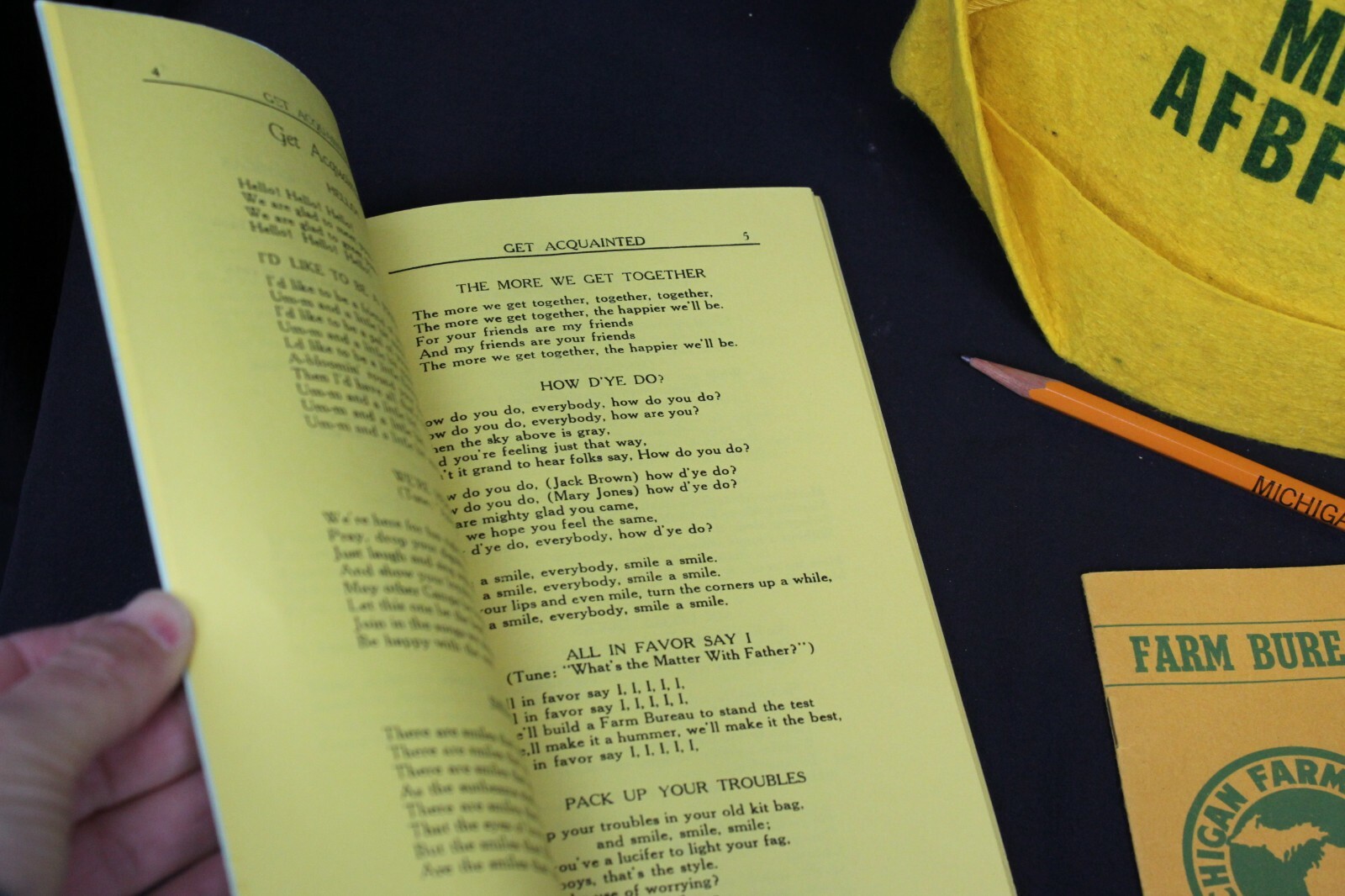 Vtg Farm Bureau Young People Midwest Camp Hat Song Book Tablet 1956 AFBF Pencil