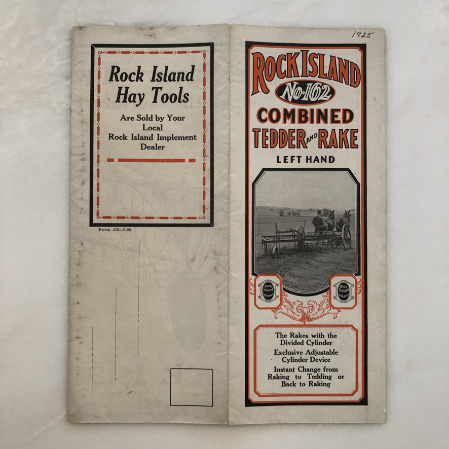 1925 ROCK ISLAND No. 162 TEDDER & RAKE Plow Co FARM Advertising Antique Brochure