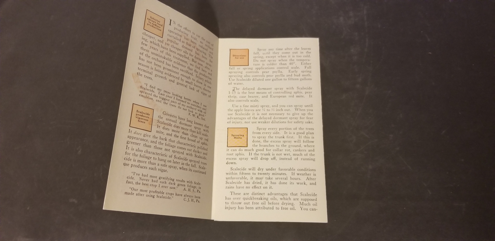 1930-40s Scalecide Dormant Spray Pamphlet For May Hdwe Co Caledonia Ohio EUC