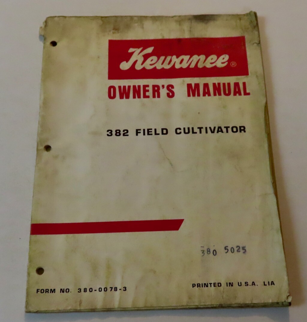 Kewanee 382 Field Cultivator Operators Manual