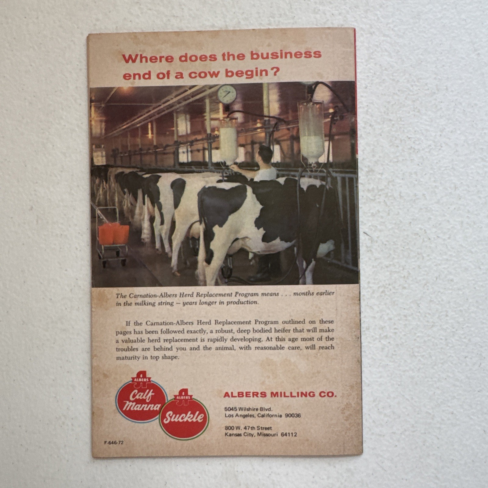 Vintage 1972 Carnation Albers Milling Co. Calf-Plan Livestock Booklet
