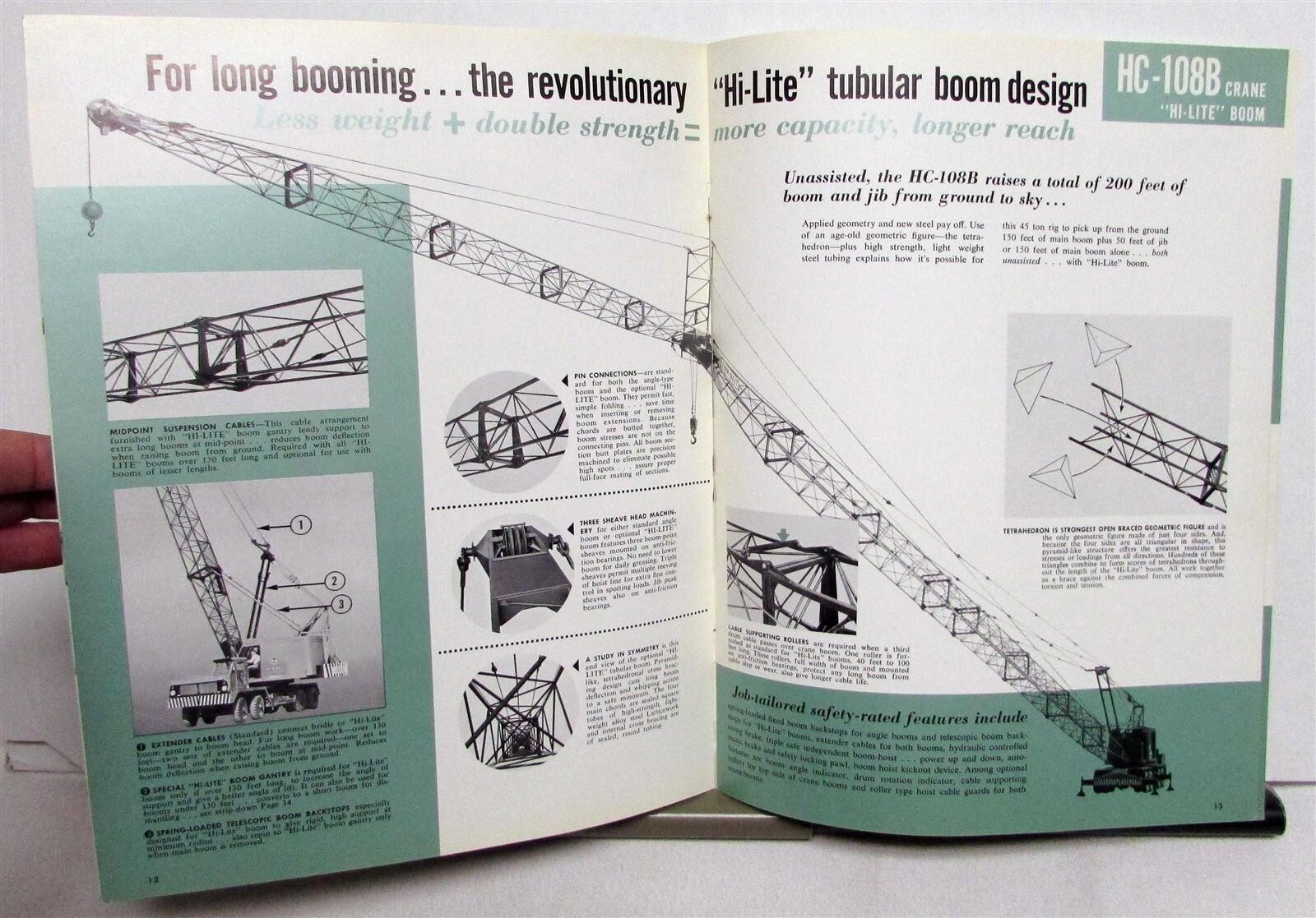 1962 Link Belt Speeder HC108B 45 Ton ZephyrCrane Specs Construction Brochure