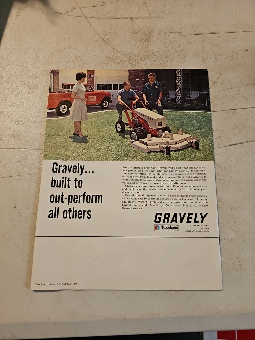 Vintage 1964 Gravely Tractor Lawnmower Dealer Sales Catalog