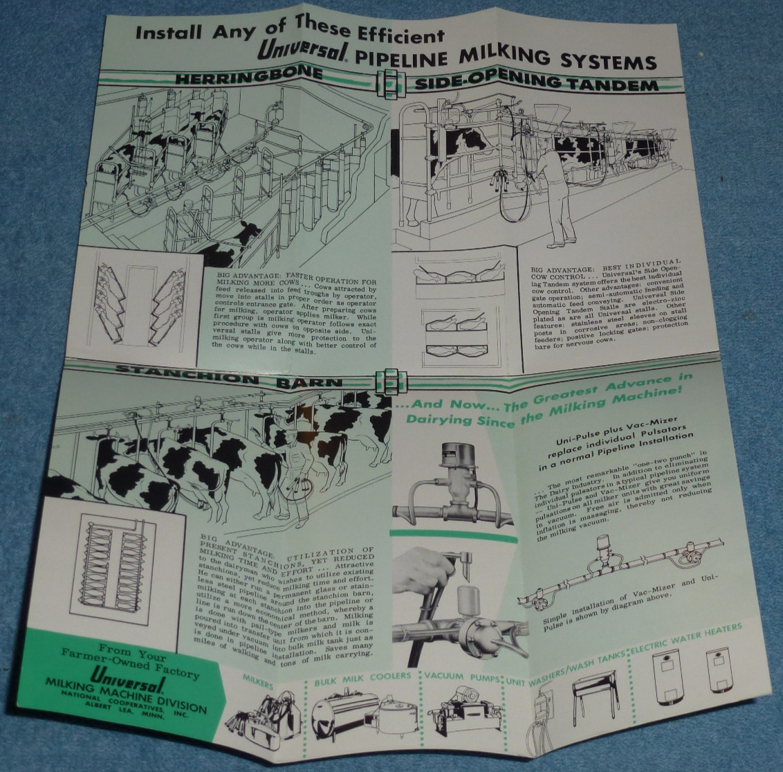 Vtg 1963 Universal Pipeline Milking Systems Farm Equipment Advertising Brochure