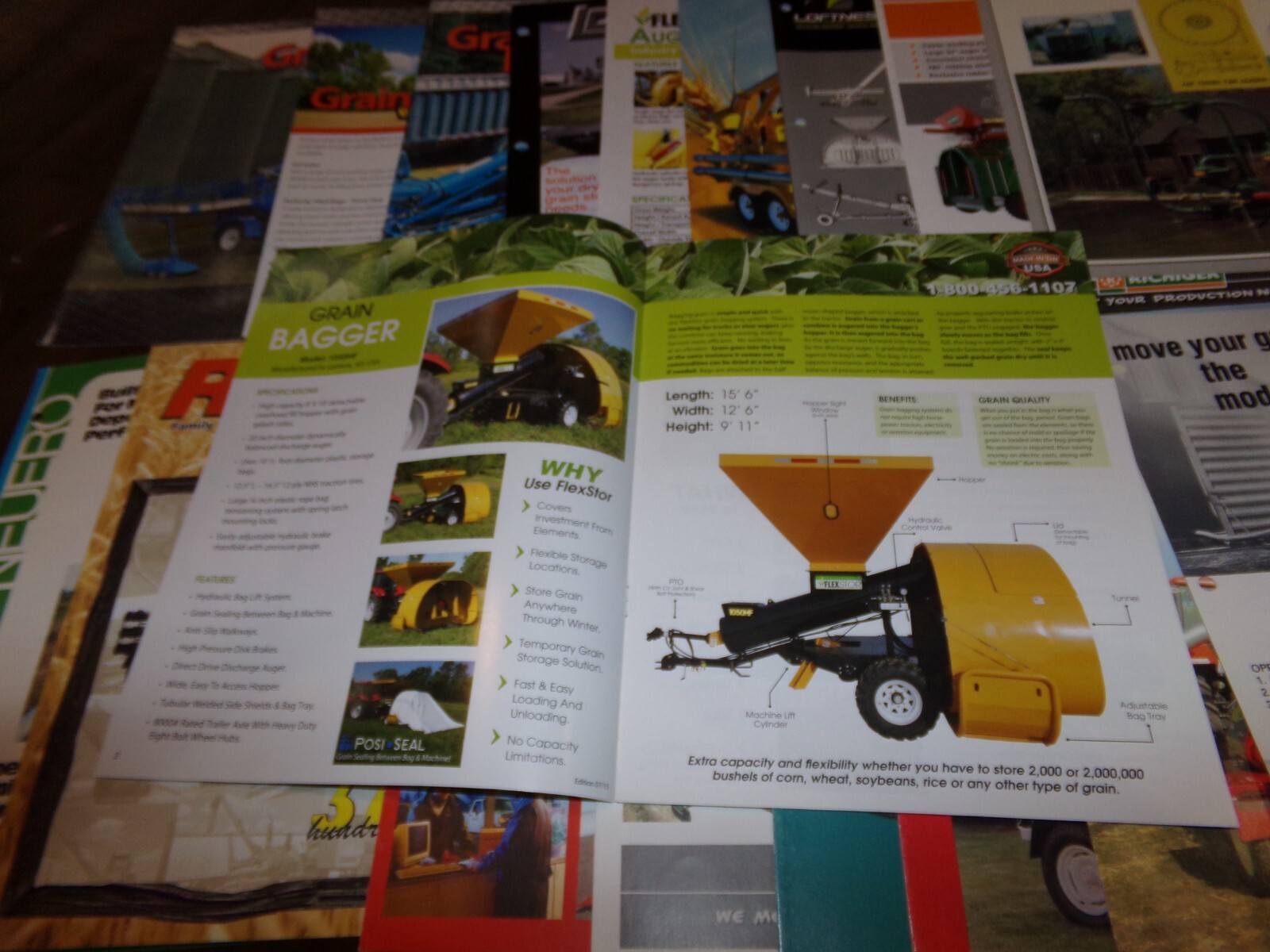 18-lot 1970&rsquo;s-2010&rsquo;s grain bagger + vac brochures in nice shape used