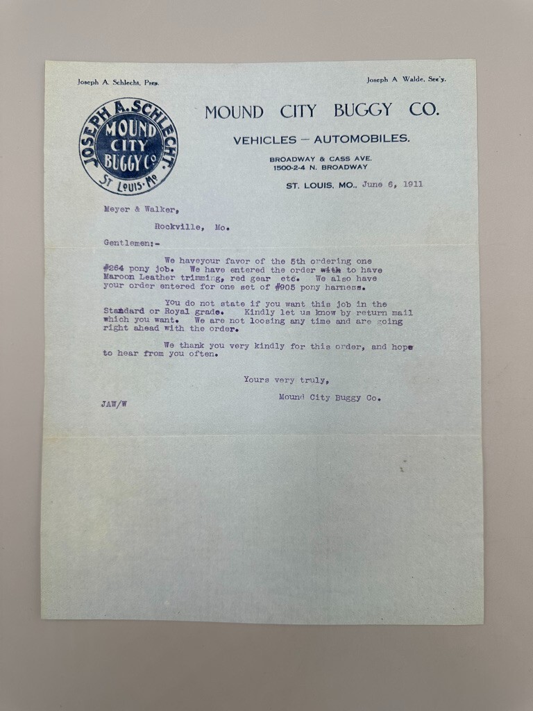1911 MOUND CITY BUGGY Co Schlect AUTOMOBILES Postal Cover Farm Advertise Letter