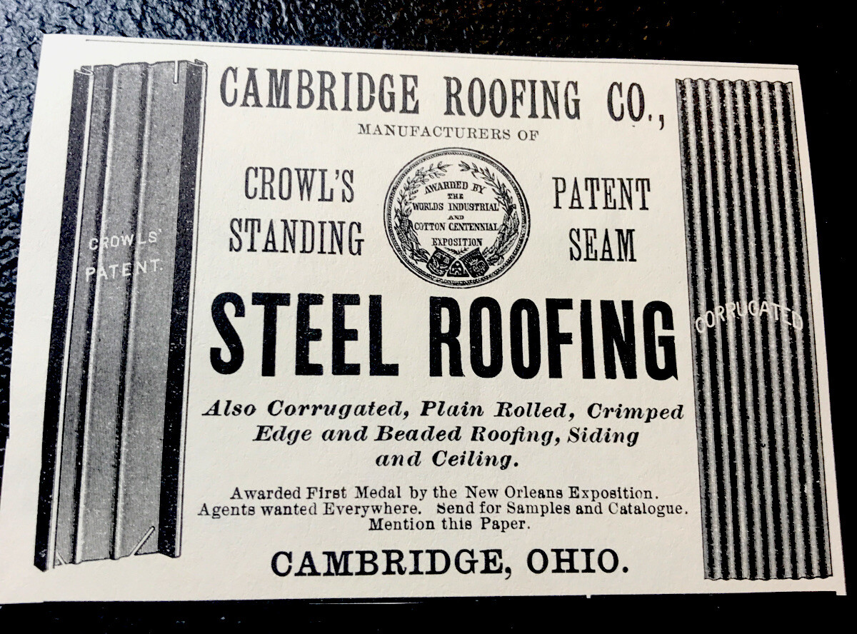1889 Cambridge Roofing Co. Advertising – Cambridge – Ohio