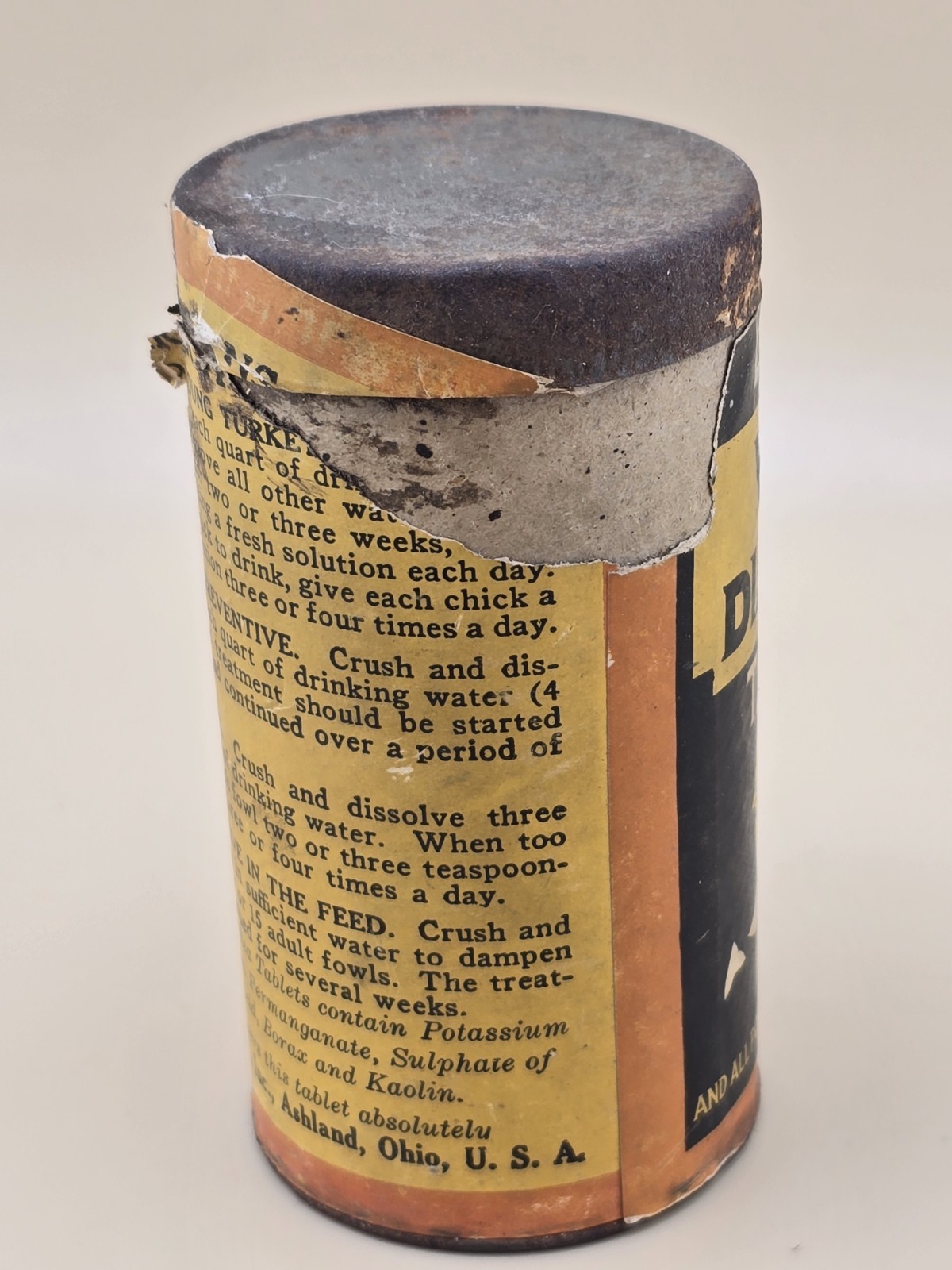 Antique Dr. Hess White Diarrhea Chicks 50 Cts Full Can Farm Medicine