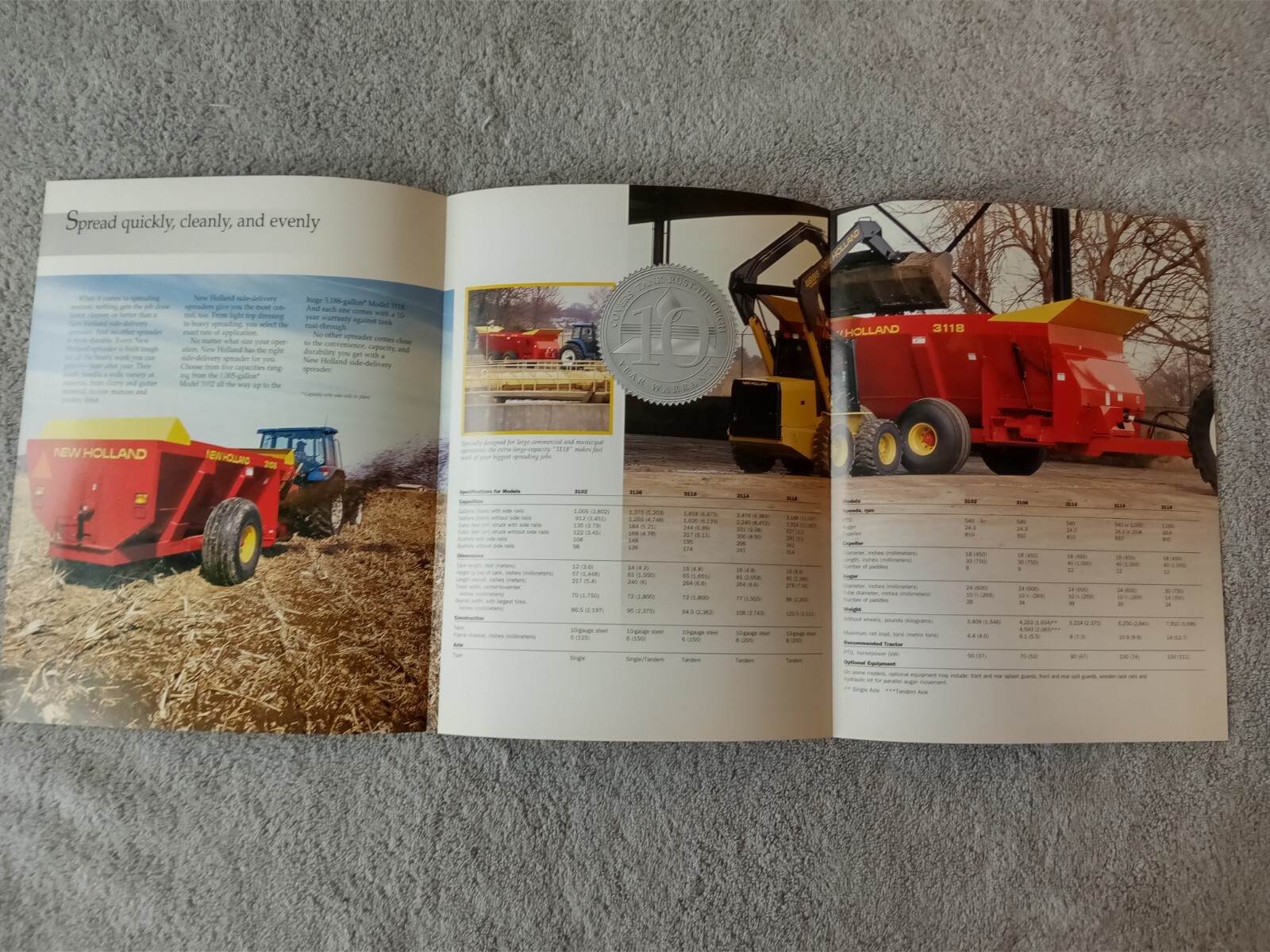 New Holland 3102 3106 3110 Side-Delivery Spreader Sales Brochures. Lot Of 7.