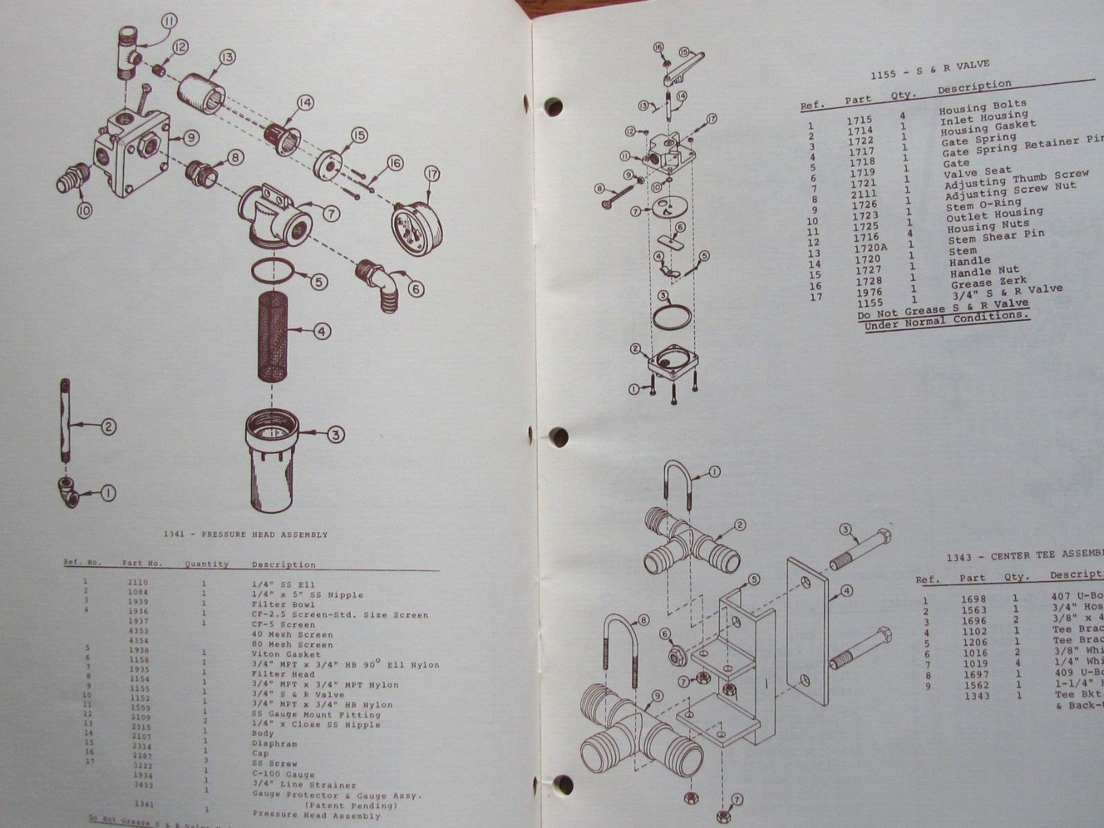 1980 OWNER MANUAL – PARTS CATALOG CHEM-FARM EVANSVILLE IN TRACTOR MOUNT SPRAYER