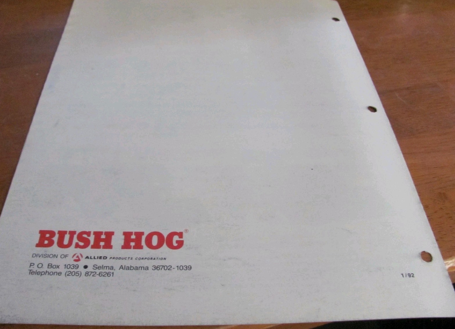 1992 Bush Hog QT Series Front End Loaders Sales Brochure