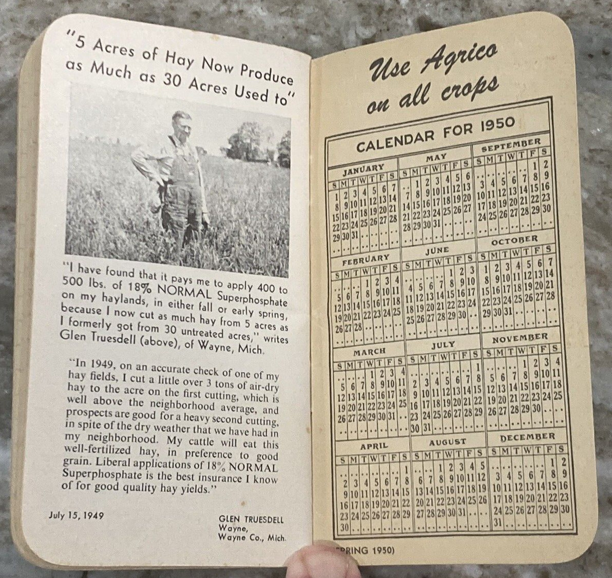 AGRICO Fertilizer Memo Booklet 1950 Agriculture Advertisement Memo Book A995