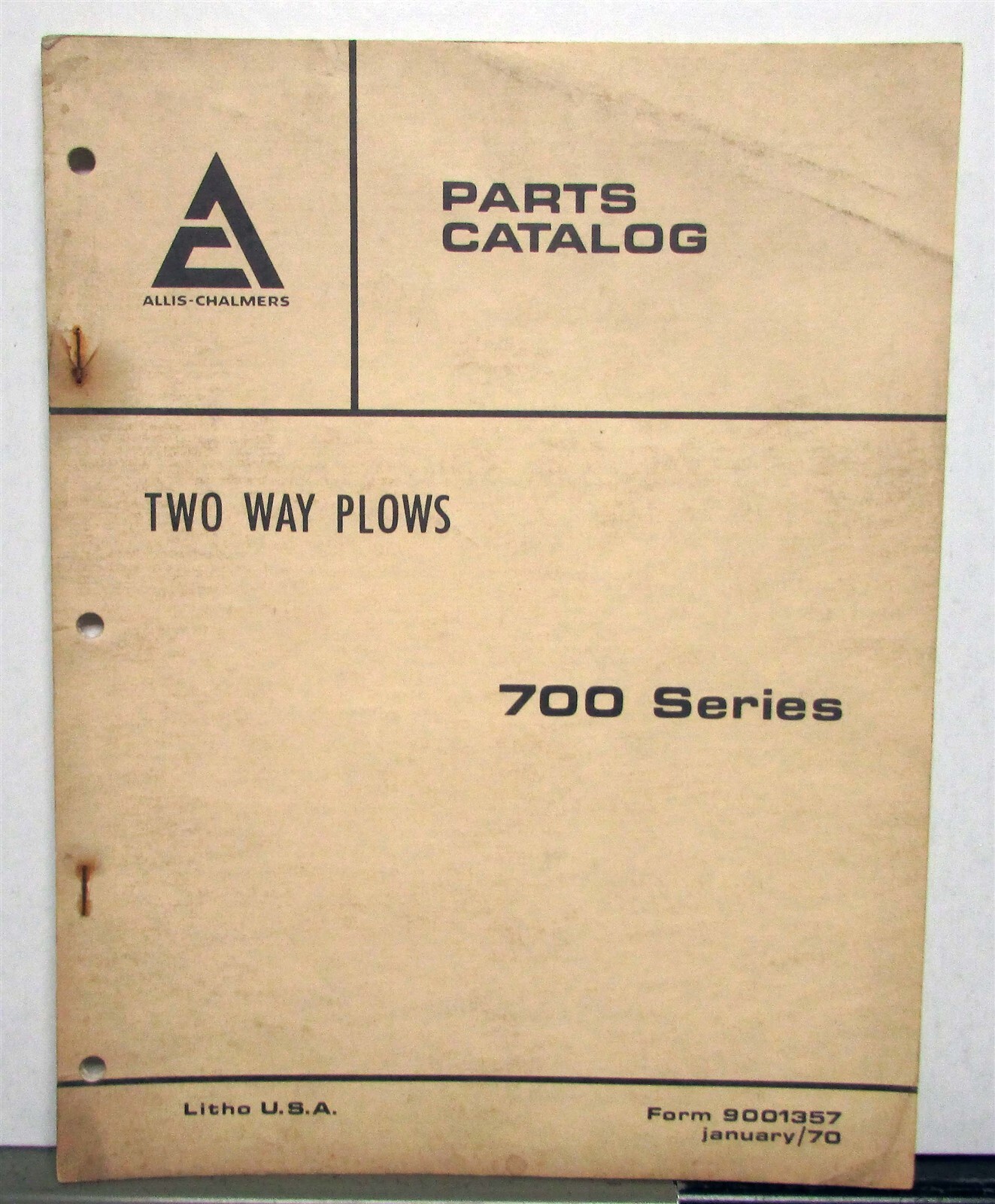 1970 Allis Chalmers Two Way Plows 700 Series Specifications Parts Catalog