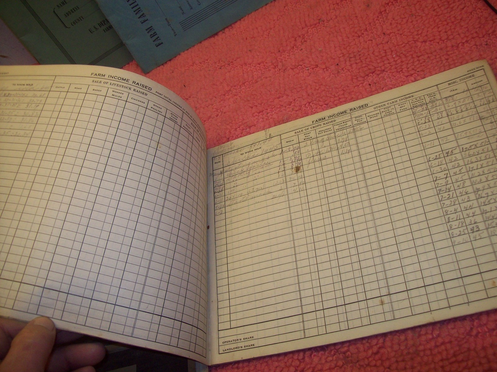 Vintage Lot 1940s 1950s 1960s FHA FSA Farm Record Book, Standard Oil, Waggoners