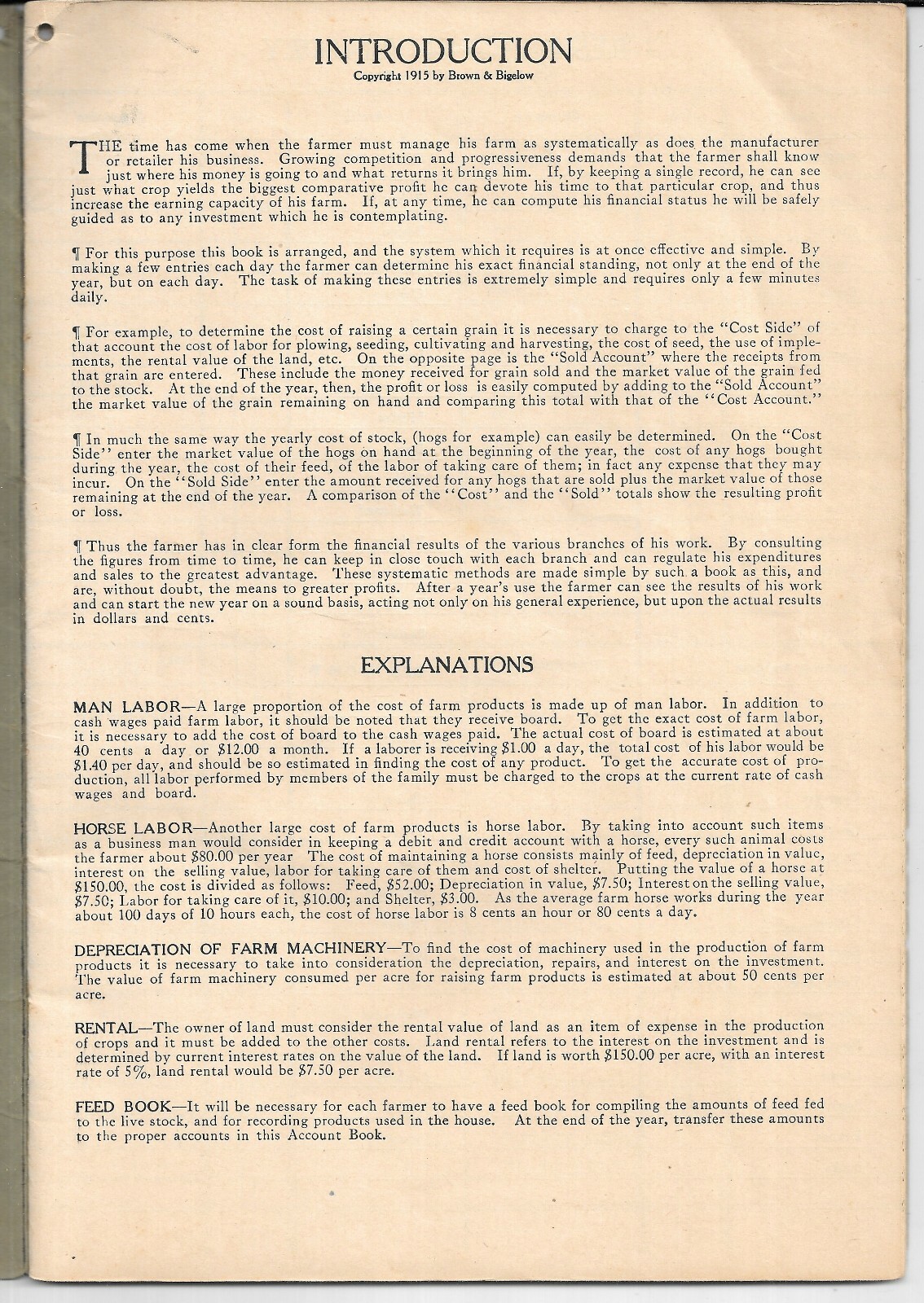 1915 FARMERS RECORD AND ACCOUNT BOOK, ALEXANDER WARD & CONOVER Union Stock Yards