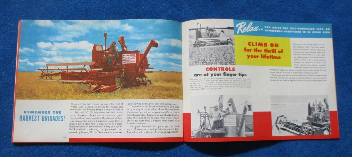 Massey Harris 1950&rsquo;s Combine Sales Booklet Many Full Color Pages Original NOS