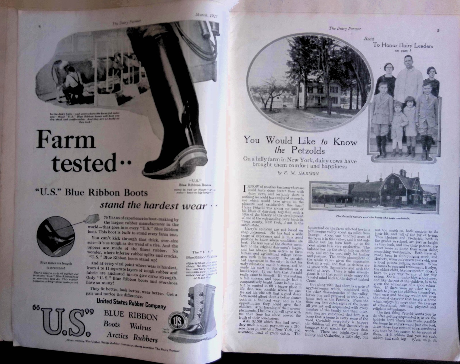 1927 Dairy Farmer March Iowa Purina Cows Barn Plan Vintage Ad