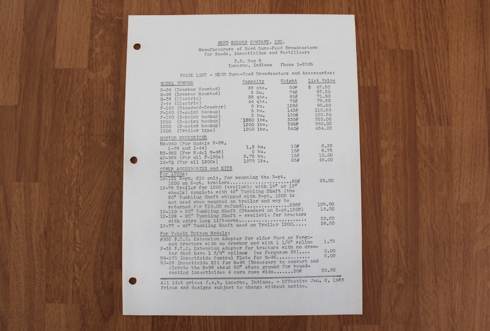 1963 Herd Seeder Planter Fertilizer Farm Tractor Equipment Brochure Catalog