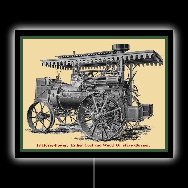 1900 Style Huber Steam Engine, Tractor NEW LED Hanging Lighted Sign: 18×23&Prime;