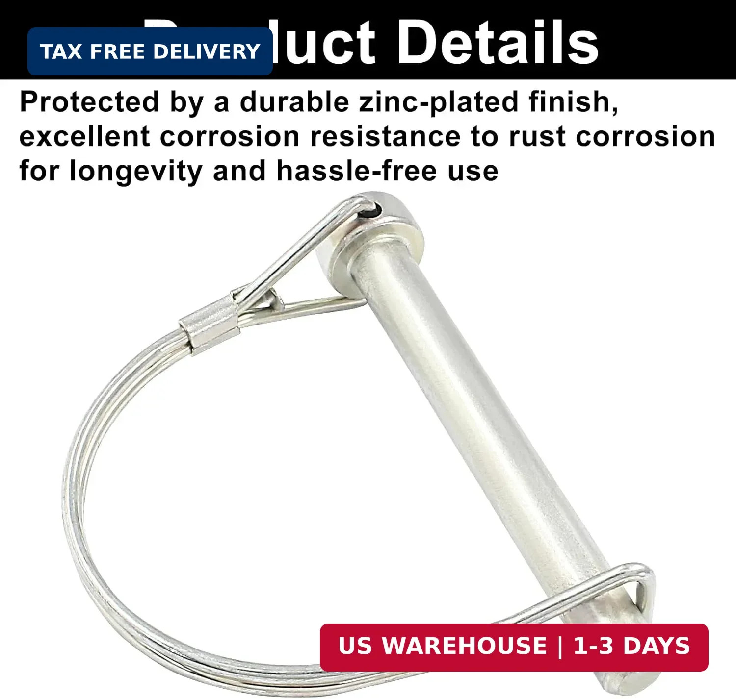 Murtenze Trailer Coupler Pin 5/16 inch x 2.75 inch, Zinc Plated Wire Lock Pin Ro