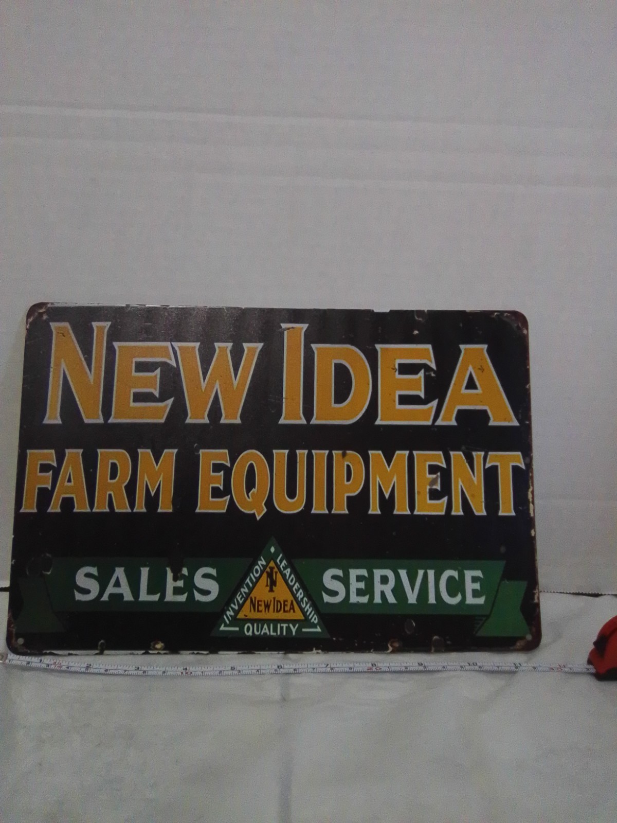 New Idea Farm Equipment Sales & Service Advertising Sign, Black/Gold/Green/White