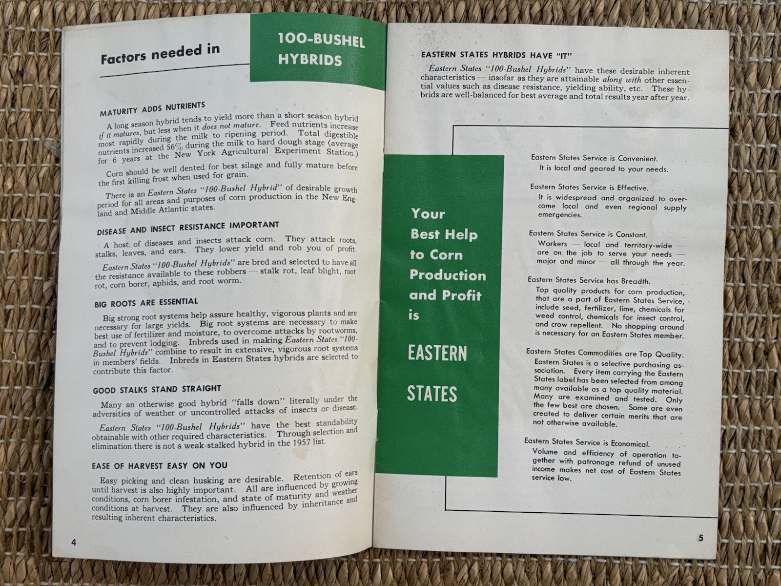 Vintage 1956 Eastern States Cooperative Brochure Corn Crops Ephemera