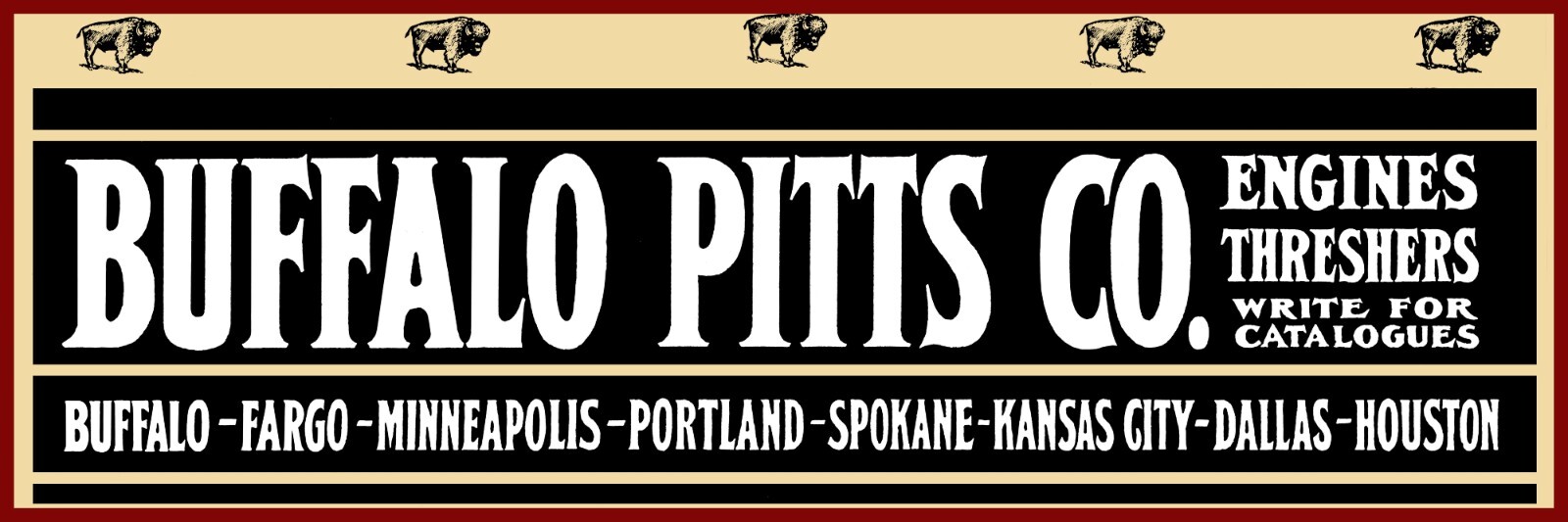 Buffalo Pitts Engines & Threshers NEW Sign, 16 x 48&Prime; USA STEEL XL Size – 8 lbs