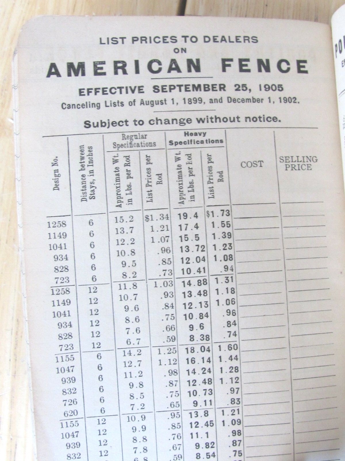 1905 ORDER BOOKLET SALES AGENT AMERICAN STEEL & WIRE CO