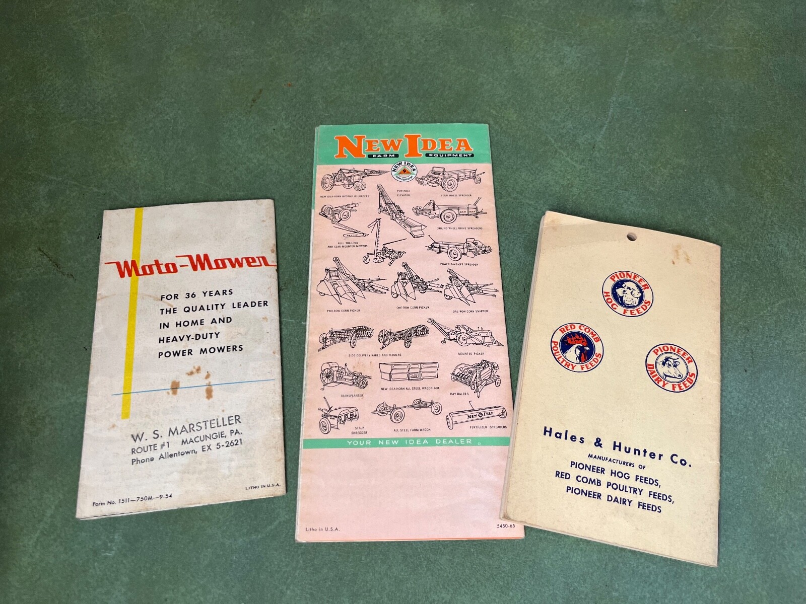 Lot of Agriculture Advertising Pamphlets New Idea Pioneer Moto Mower
