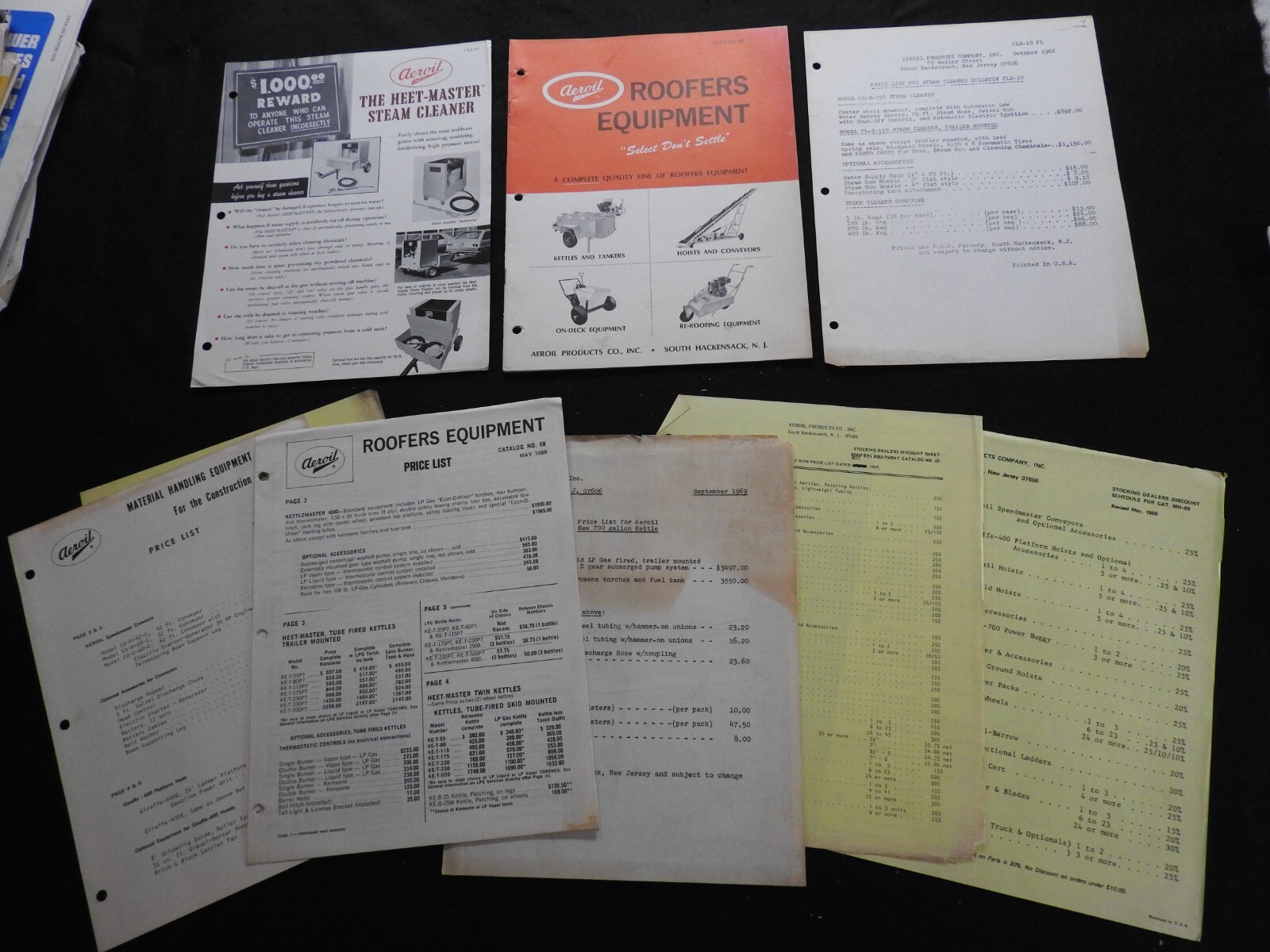 1968 Aeroil Products Co. « Roofers Equipment » Sales Catalog W/price Hackensack NJ