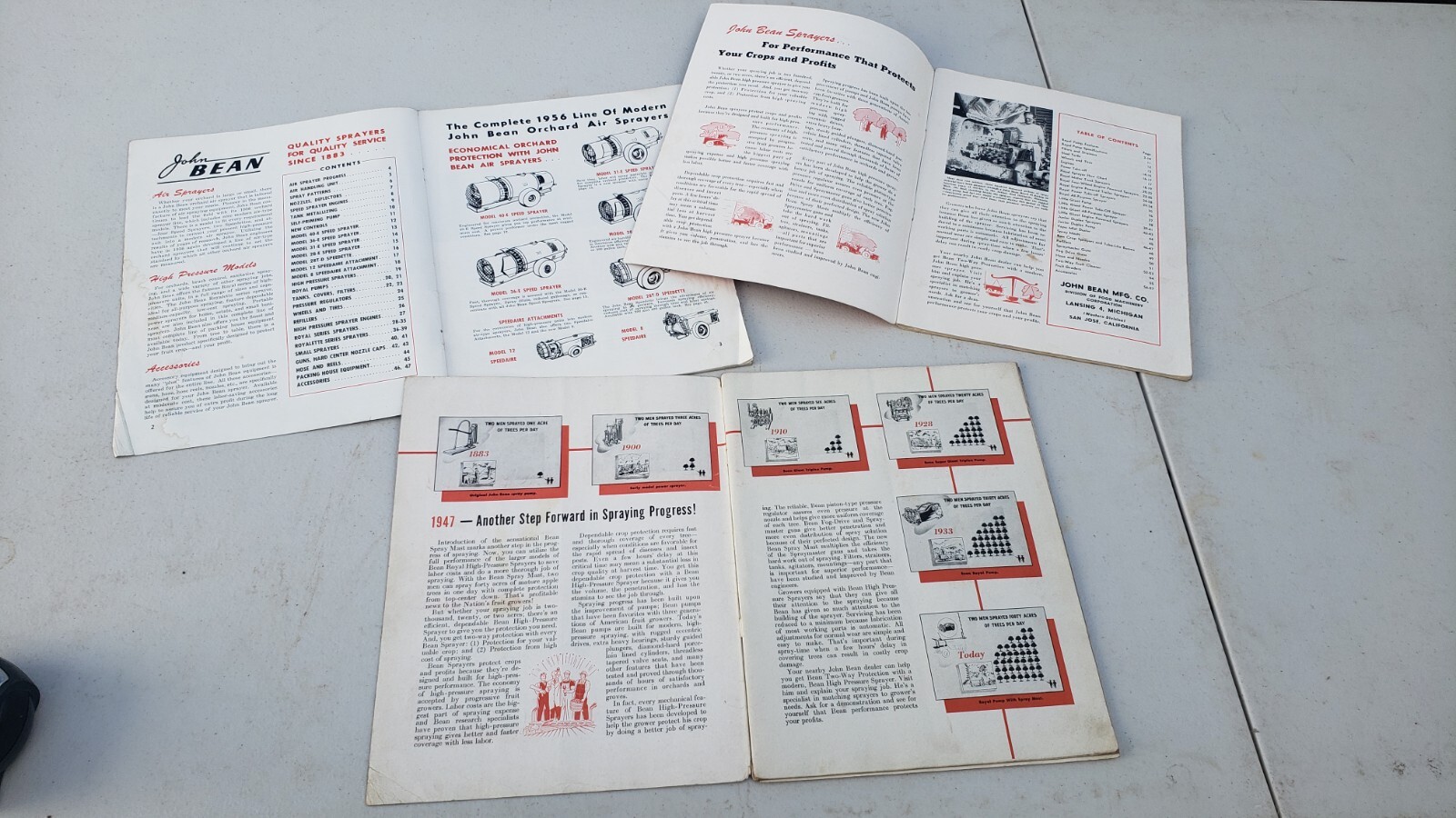 Vtg apple grower John Bean farm sprayers lot 1947-1948-1956