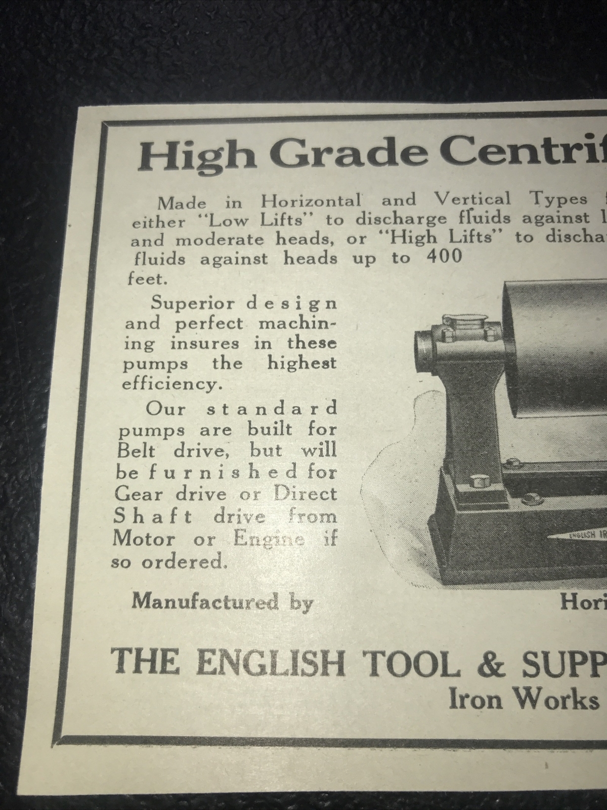 1916 English Tool & Supply Pumps Farm Advertising – Kansas City – Missouri