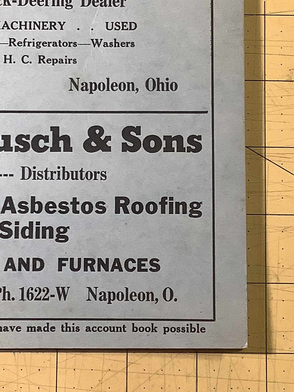 Vintage Farm Account Book L.S. Dunbars Implement Store Napoleon Ohio INV-P1127