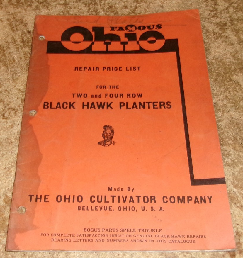1941 black hawk planters price/repair list see description in good shape used
