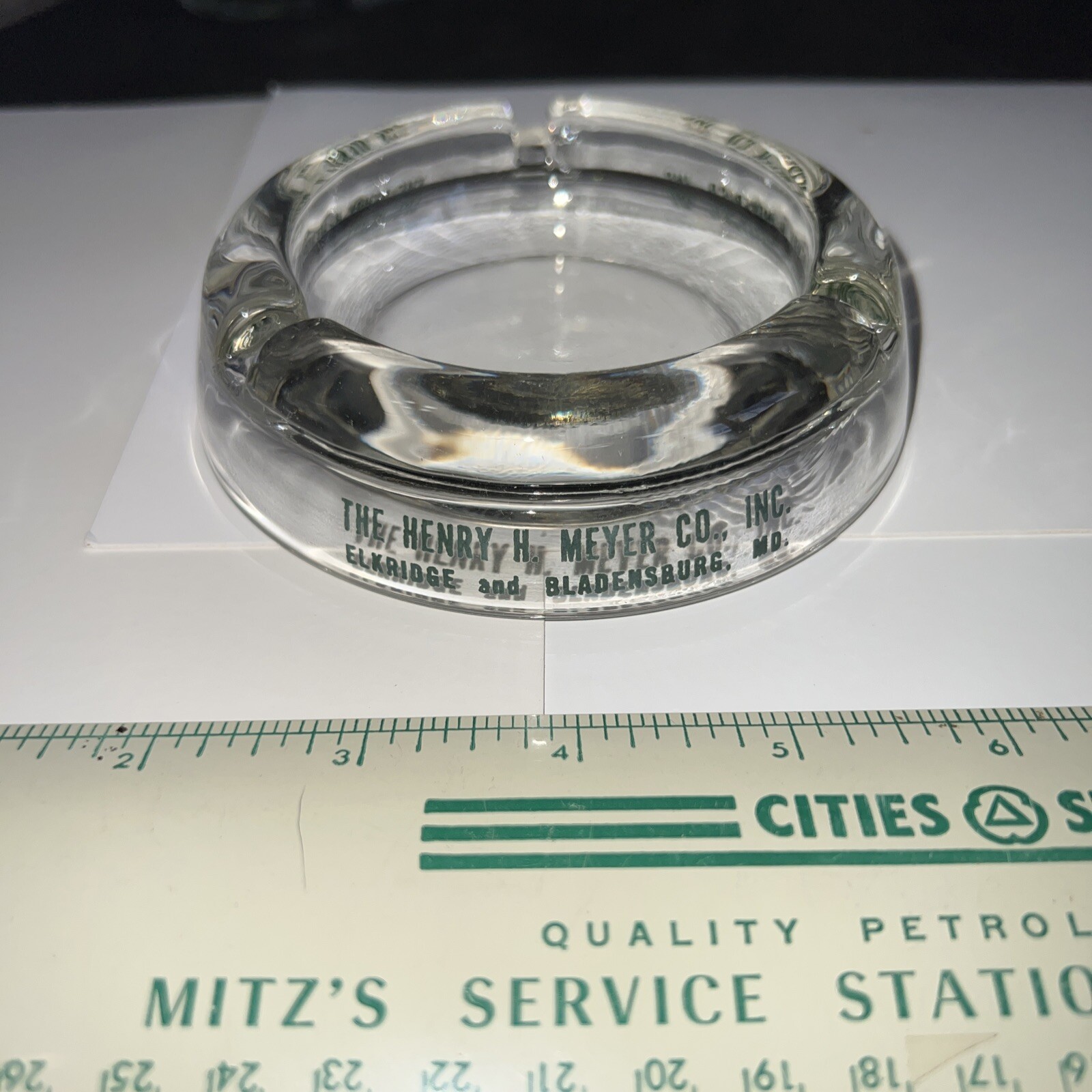 Vintage Glass Ashtray- Henry H Meyer Construction Co Elkridge Bladensburg Md