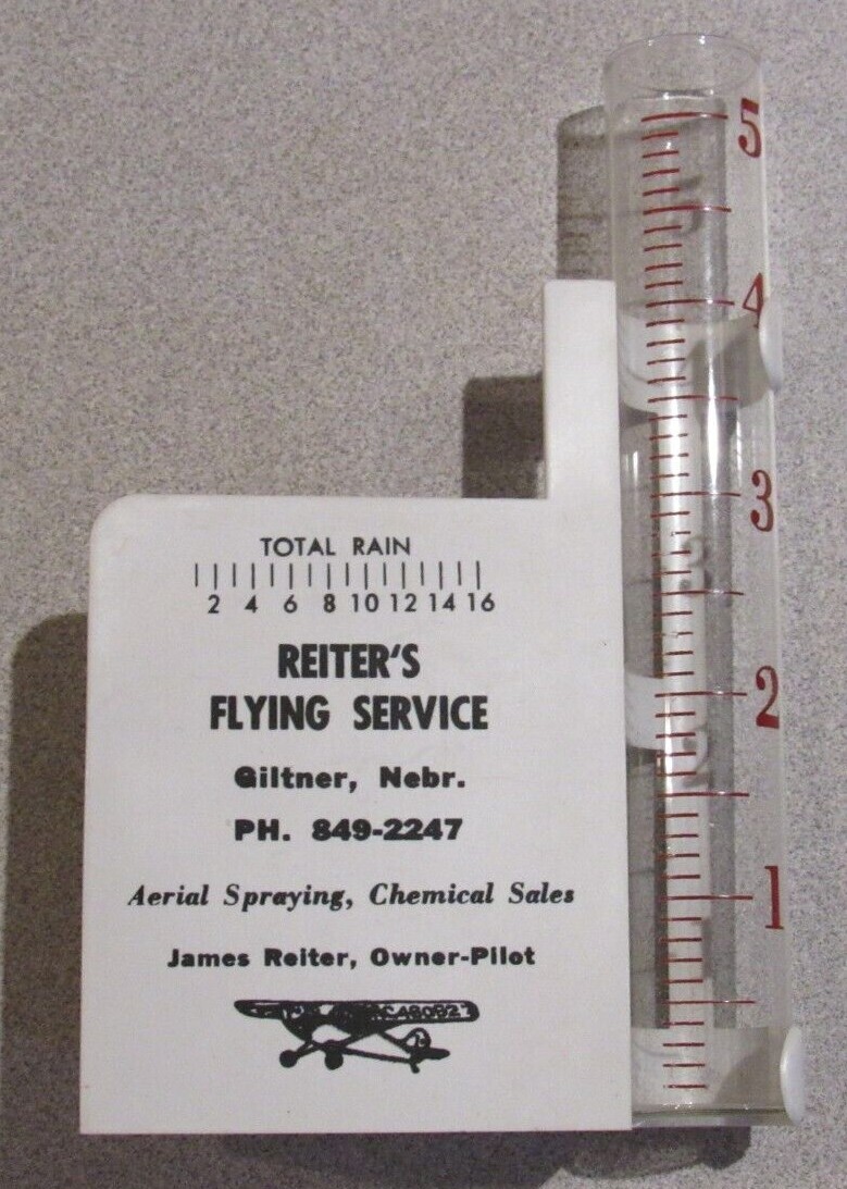 Vintage Reiter&rsquo;s Flying Service Rain Gauge Recorder Glass Farmer Crop Dust Rare
