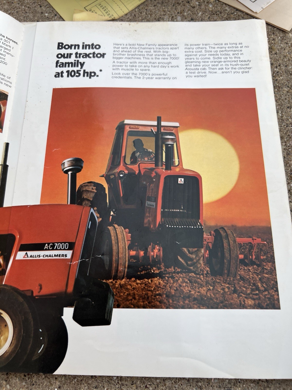 Allis Chalmers 7000 Tractor Sales Brochure Foldout