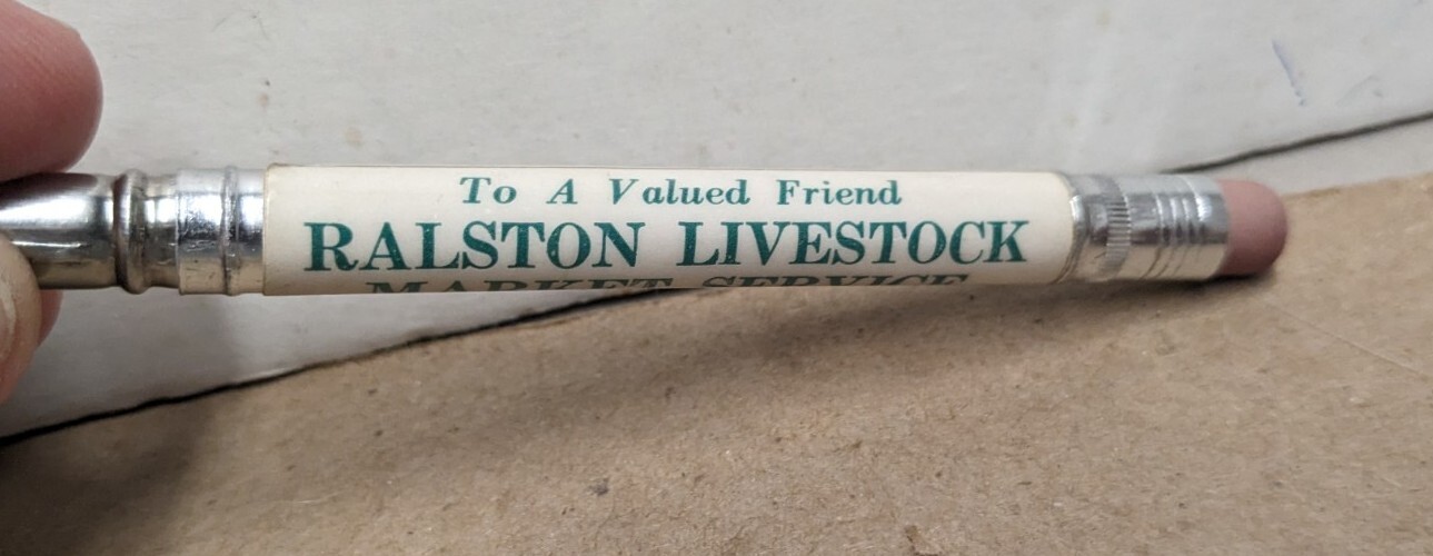 Vintage Ralston Livestock Market Service Omaha NE Bullet Pencil Leo A. Zarestky