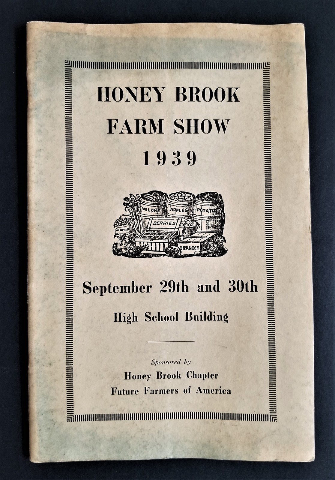 1939 HONEY BROOK FARM SHOW pa PROGRAM book original paper cover