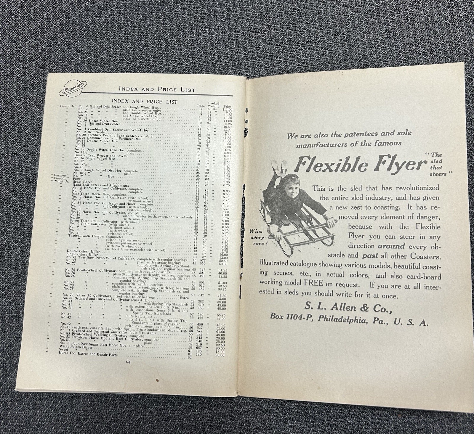 1912 Planet Jr Catalog- Original Old Stock From Turn Of Century Hardware Store