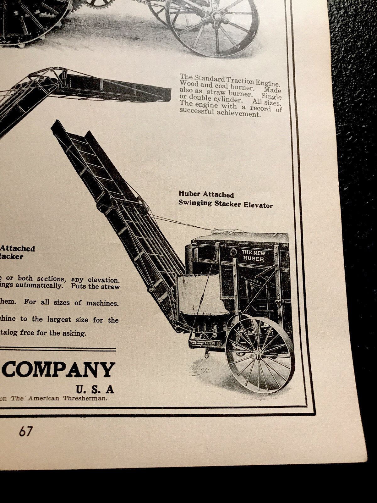 1906 Huber Traction Engine Farm Implements Advertising – Marion – Ohio