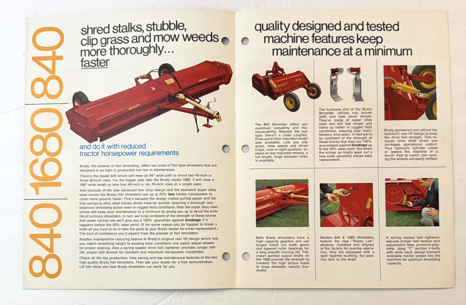 Vtg Farm Equip. 1978 Koehring Brady Multi Crop Shredders Dealer Sales Brochure