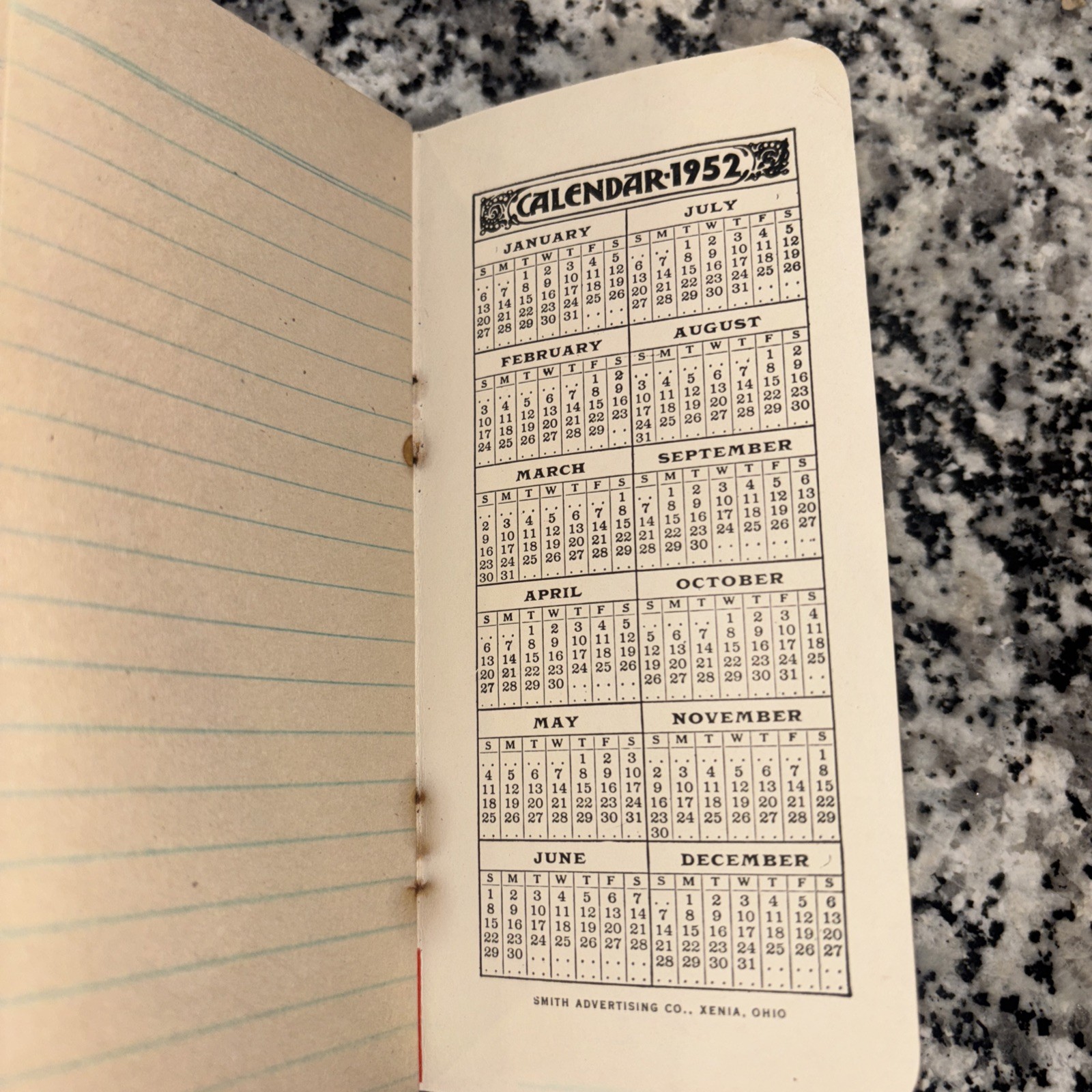 1952 Your Plymouth Harvest Twines Pocket Reminder Notebook
