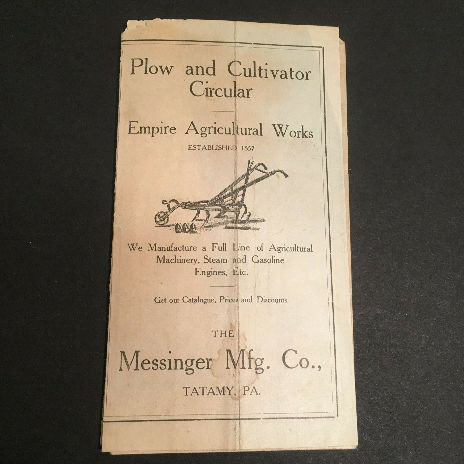 Plow & Cultivator Circular Empire Agricultural Works Original 1940&rsquo;s Advertising