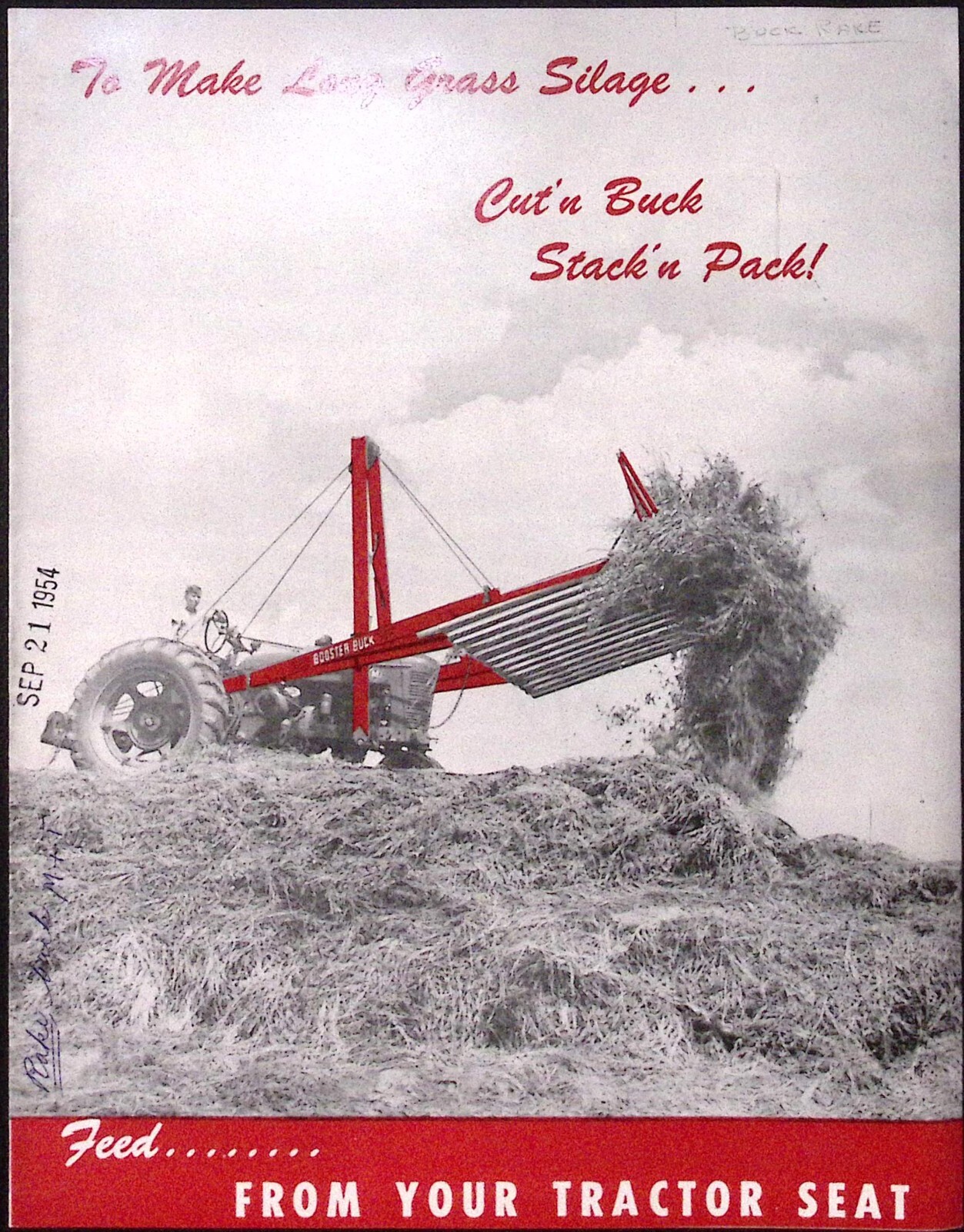 1954 Make Long Grass Silage From Tractor Seat Booster Buck Mfg Co Brochure