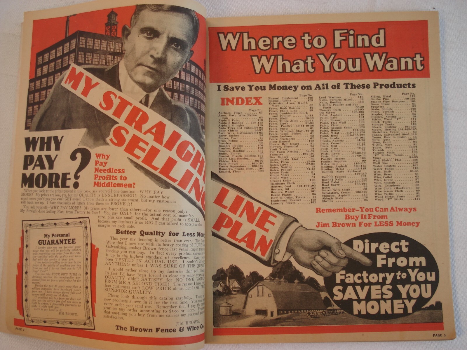 1930 CATALOG BARGAIN BOOK JIM BROWN FENCE & WIRE AGRICULTURAL FARM POULTRY
